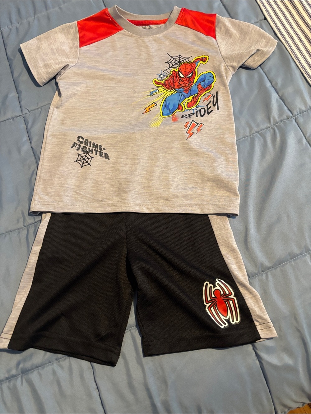 Marvel Boys Gray and Black Spider-Man Graphic Matching Set with Red Accents